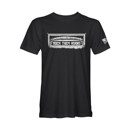 Music festival stage audience custom black t-shirt